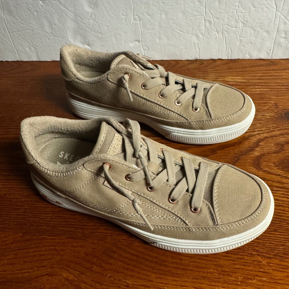 Skechers Arch Fit Arcade Meet Ya There Taupe Canvas Sneakers Mens 8.5 Wide